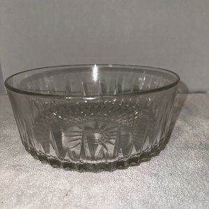 9” Arcoroc USA VTG Clear Serving Salad Fruit Trifle BOWL GLASS STARBURST DIAMOND